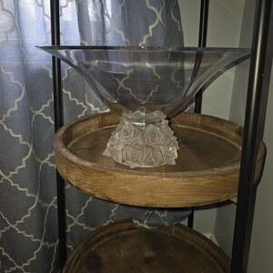 SHANNON CRYSTAL DESIGNS OF IRELAND ROSE BOUQUET 14" FROSTED CENTERPIECE BOWL